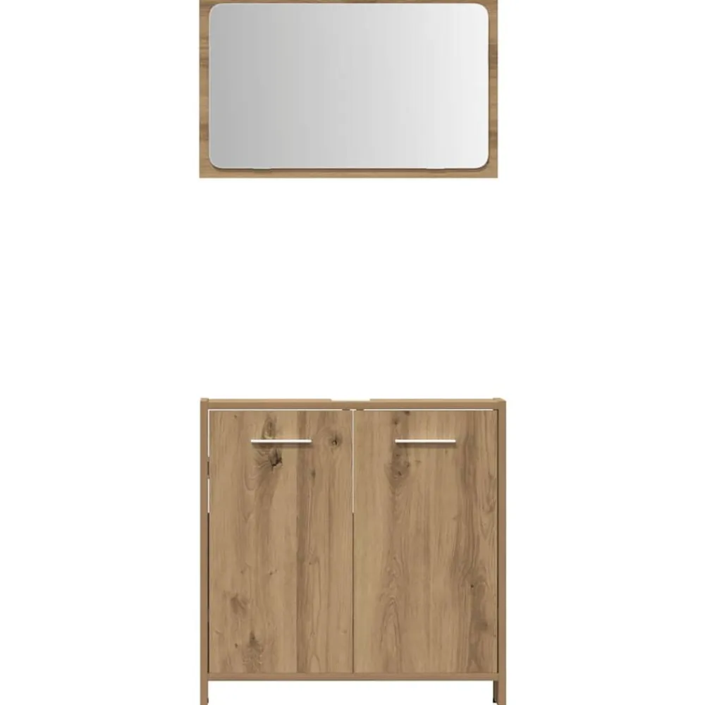 vidaXL Juego de muebles baño 4 piezas madera ingeniería Roble artisan Hot