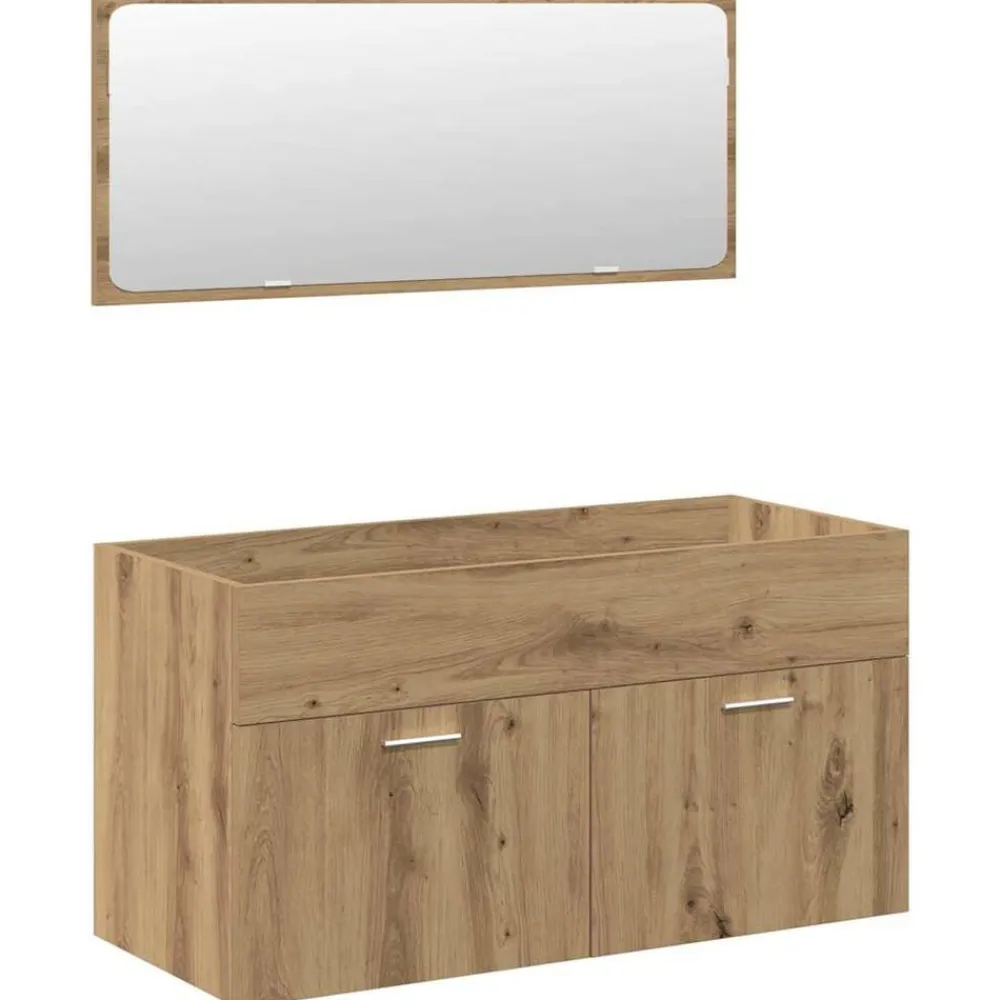 vidaXL Juego de muebles baño 5 piezas madera ingeniería Roble artisan New