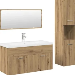 vidaXL Conjuntos De Muebles-Juego de muebles baño 4 piezas madera ingeniería