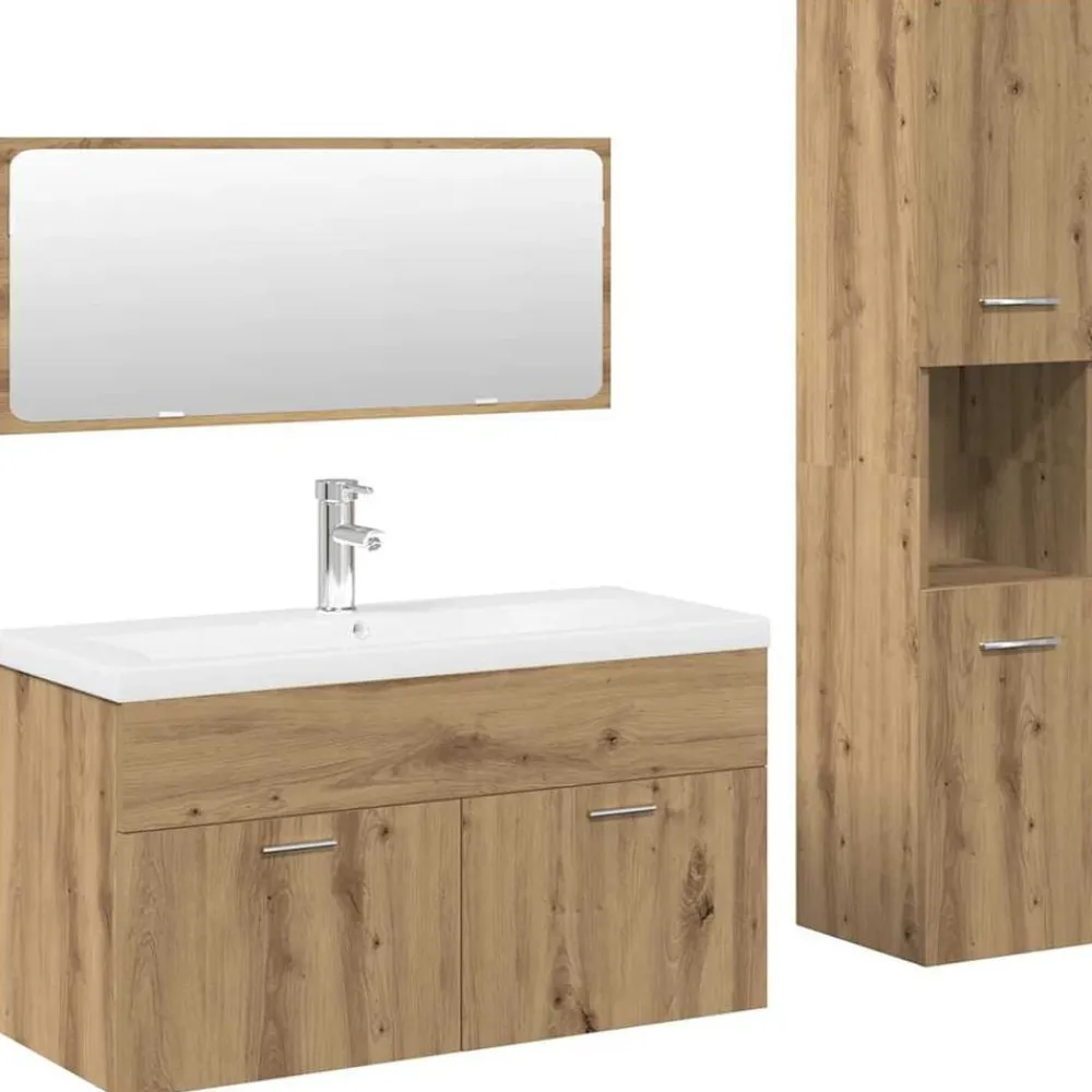 vidaXL Conjuntos De Muebles-Juego de muebles baño 4 piezas madera ingeniería