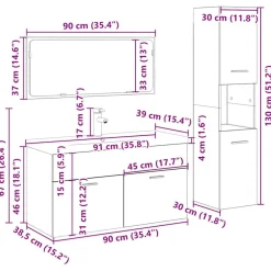 vidaXL Conjuntos De Muebles-Juego de muebles baño 4 piezas madera ingeniería