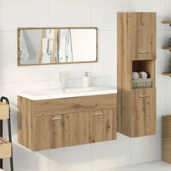 vidaXL Conjuntos De Muebles-Juego de muebles baño 4 piezas madera ingeniería