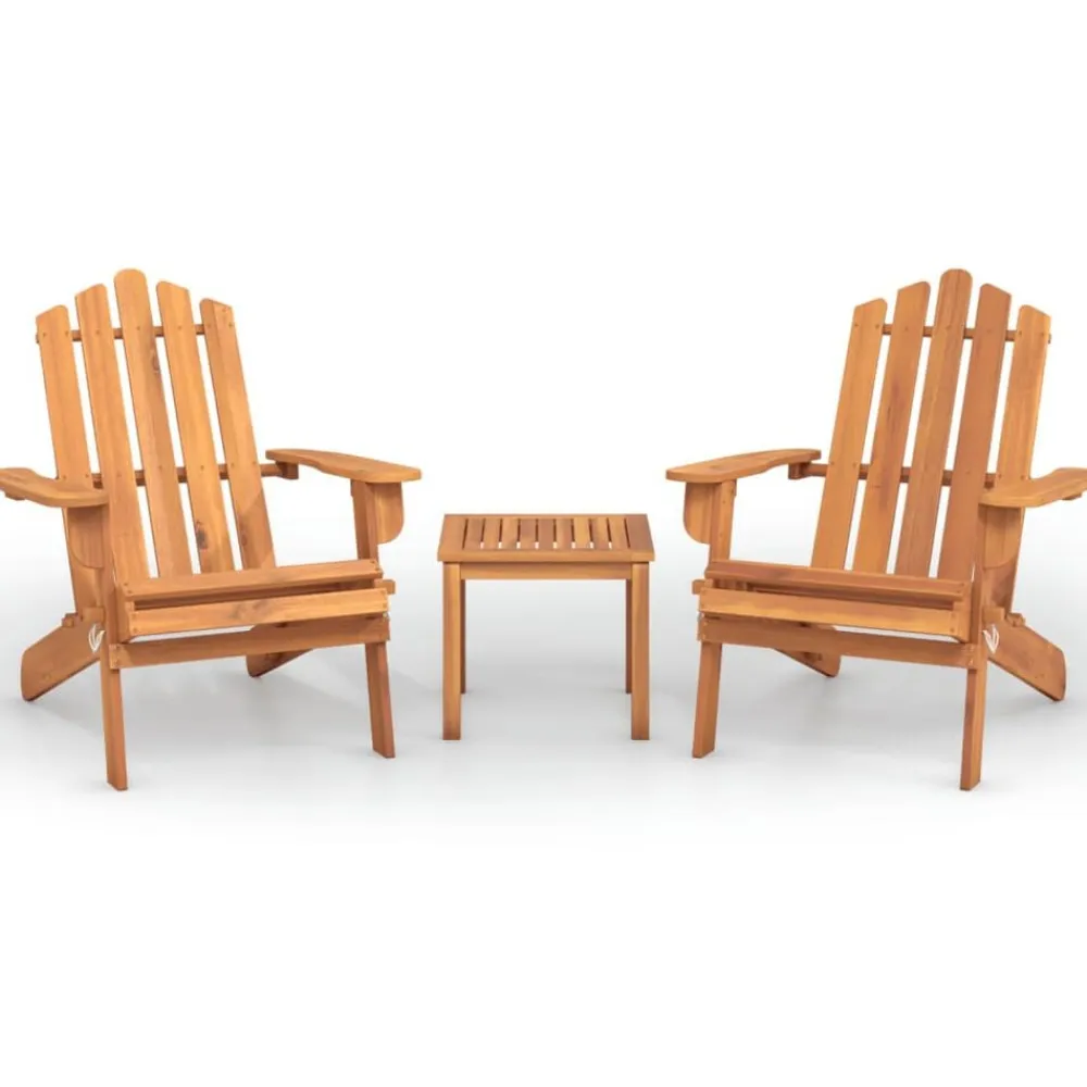 vidaXL Juego de muebles de jardín Adirondack 3 piezas madera acacia Marrón Discount