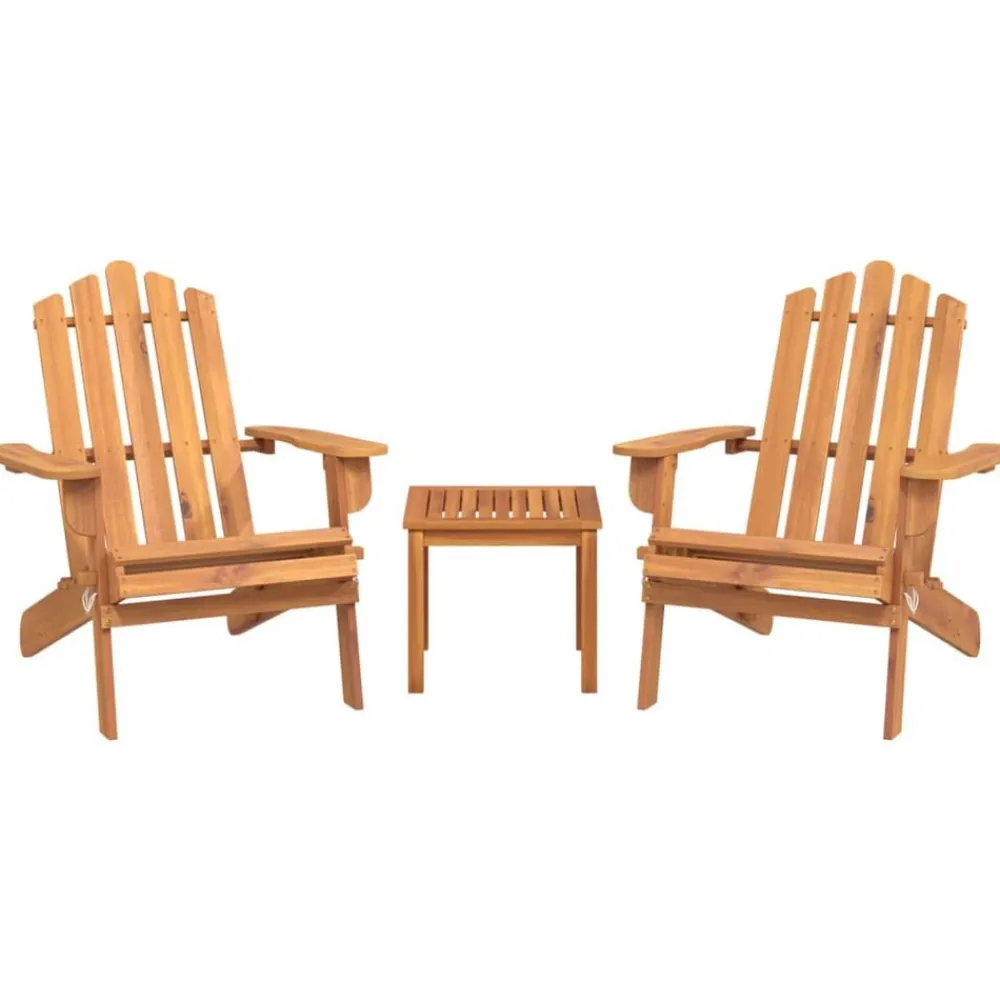 vidaXL Juego de muebles de jardín Adirondack 3 piezas madera acacia Marrón Discount