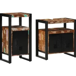 vidaXL Conjuntos De Muebles-Juego de muebles de baño 2 pcs Marrón Madera reciclada maciza