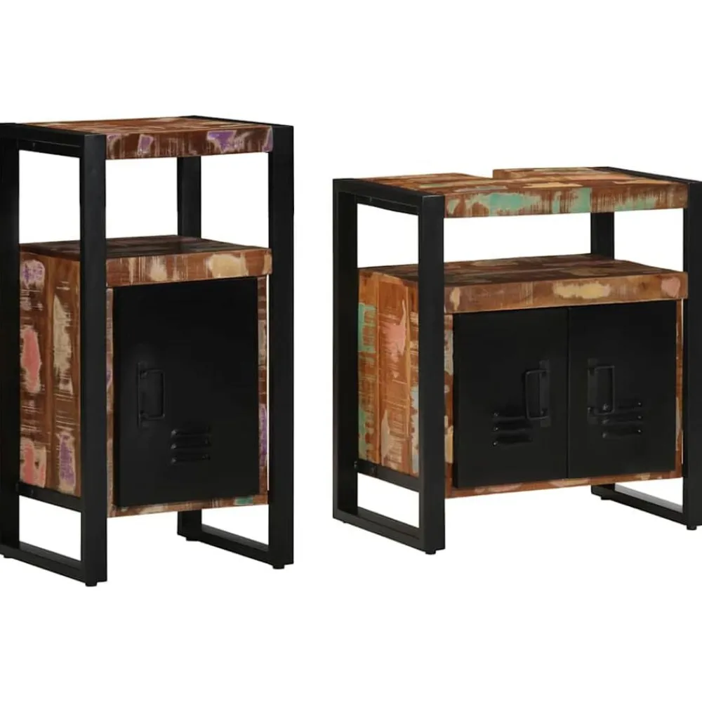 vidaXL Conjuntos De Muebles-Juego de muebles de baño 2 pcs Marrón Madera reciclada maciza