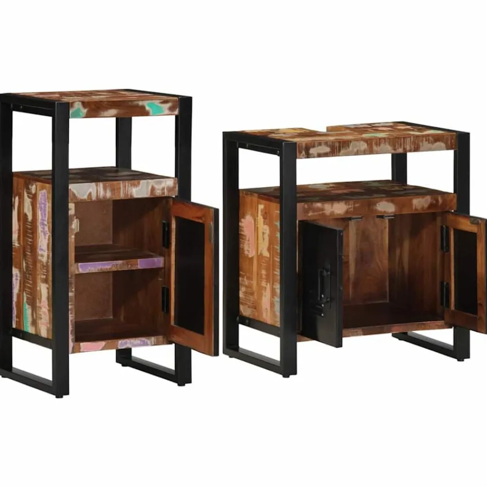 vidaXL Conjuntos De Muebles-Juego de muebles de baño 2 pcs Marrón Madera reciclada maciza