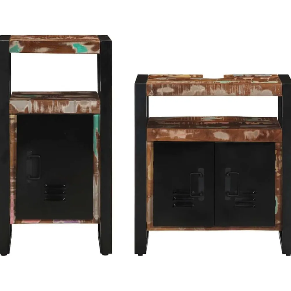 vidaXL Conjuntos De Muebles-Juego de muebles de baño 2 pcs Marrón Madera reciclada maciza