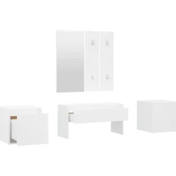 vidaXL Bancos-Juego de muebles de recibidor madera contrachapada