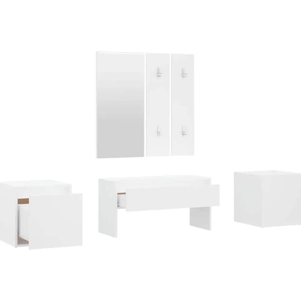 vidaXL Bancos-Juego de muebles de recibidor madera contrachapada