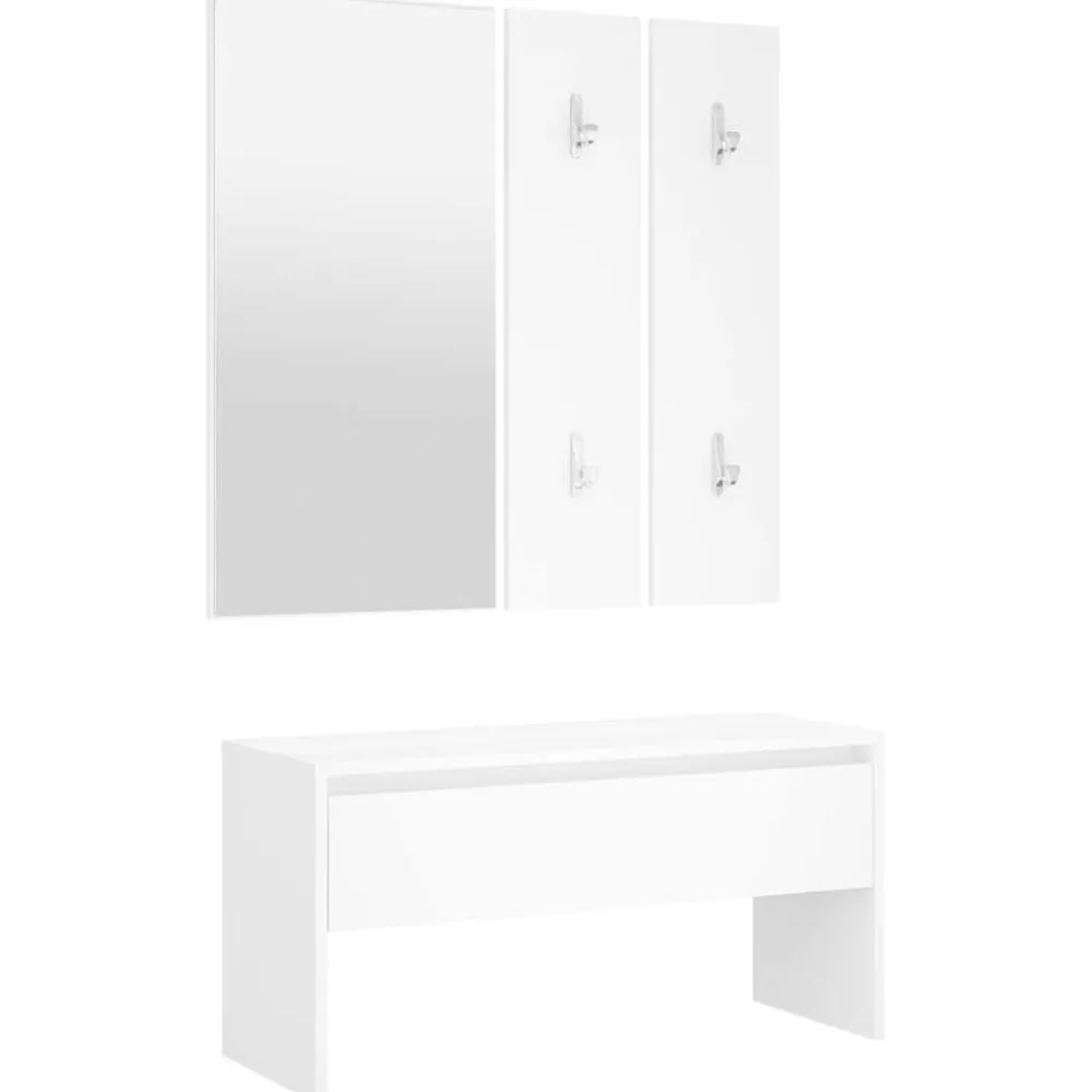 vidaXL Bancos-Juego de muebles de recibidor madera contrachapada
