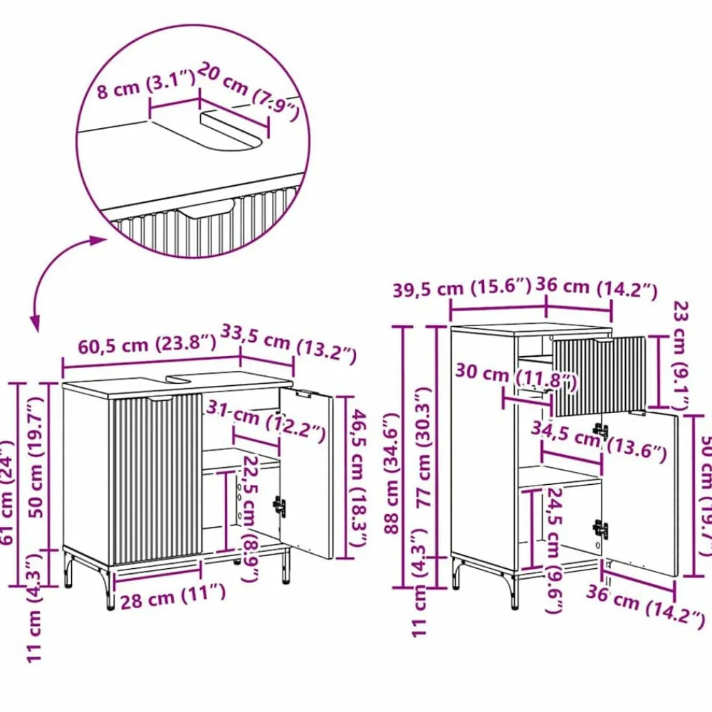 vidaXL Conjuntos De Muebles-Juego de muebles de baño con cajón 2 pcs