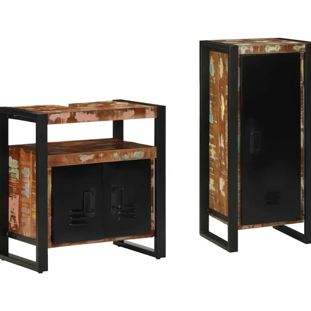 vidaXL Juego de muebles de baño 2 pcs Madera sólida recuperada New
