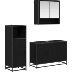 vidaXL Juego de muebles de baño 3 pcs Madera de ingeniería Roble negro Clearance