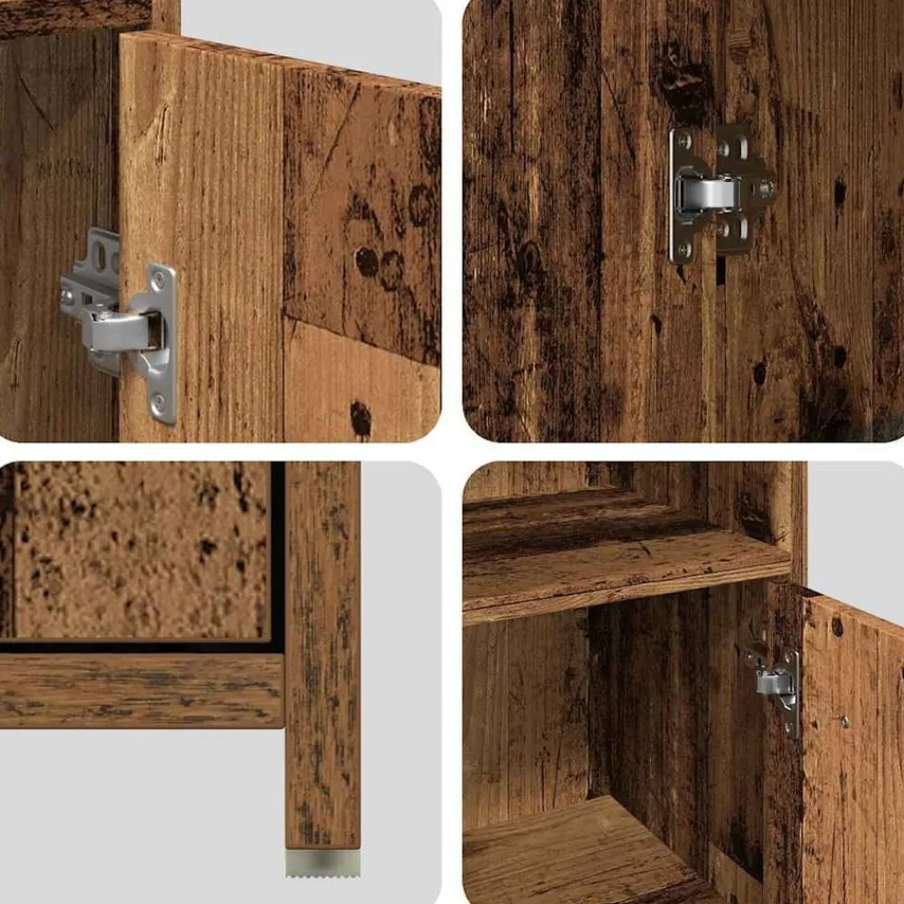 vidaXL Conjuntos De Muebles-Juego de muebles de baño 4 piezas madera ingeniería envejecida