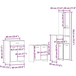 vidaXL Conjuntos De Muebles-Juego de muebles de baño 4 piezas madera ingeniería envejecida