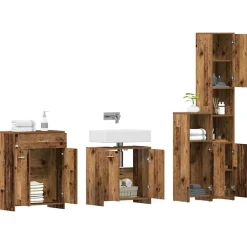 vidaXL Conjuntos De Muebles-Juego de muebles de baño 4 piezas madera ingeniería envejecida