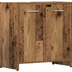vidaXL Conjuntos De Muebles-Juego de muebles de baño 4 piezas madera ingeniería envejecida