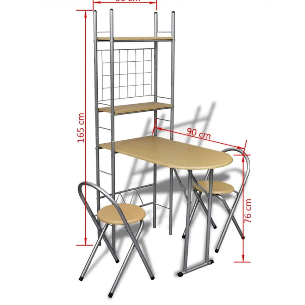 vidaXL Conjuntos De Muebles-Juego de muebles de barra de cocina plegable con 2 sillas
