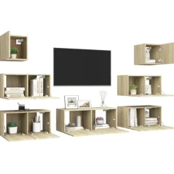 vidaXL Juego de muebles de salón 7 piezas Roble Sonoma Online