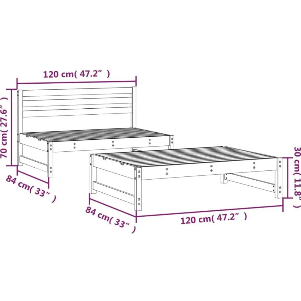 vidaXL Muebles De Jardín-Juego de muebles de jardín 2 pzas madera maciza de
