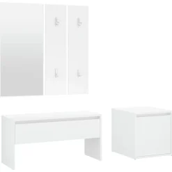 vidaXL Bancos-Juego de muebles de recibidor madera contrachapada