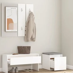 vidaXL Bancos-Juego de muebles de recibidor madera contrachapada