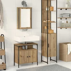 vidaXL Juego de muebles de baño con estante 3 pcs Roble artesanal Roble artisan Discount