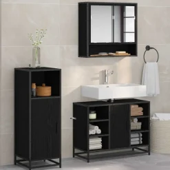 vidaXL Conjuntos De Muebles-Juego de muebles de baño 3 pcs Madera de ingeniería