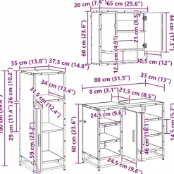 vidaXL Conjuntos De Muebles-Juego de muebles de baño 3 pcs Madera de ingeniería