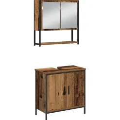 vidaXL Juego de muebles de baño 4 pcs Marrón 33 x 33 x 185.5 cm Madera vieja