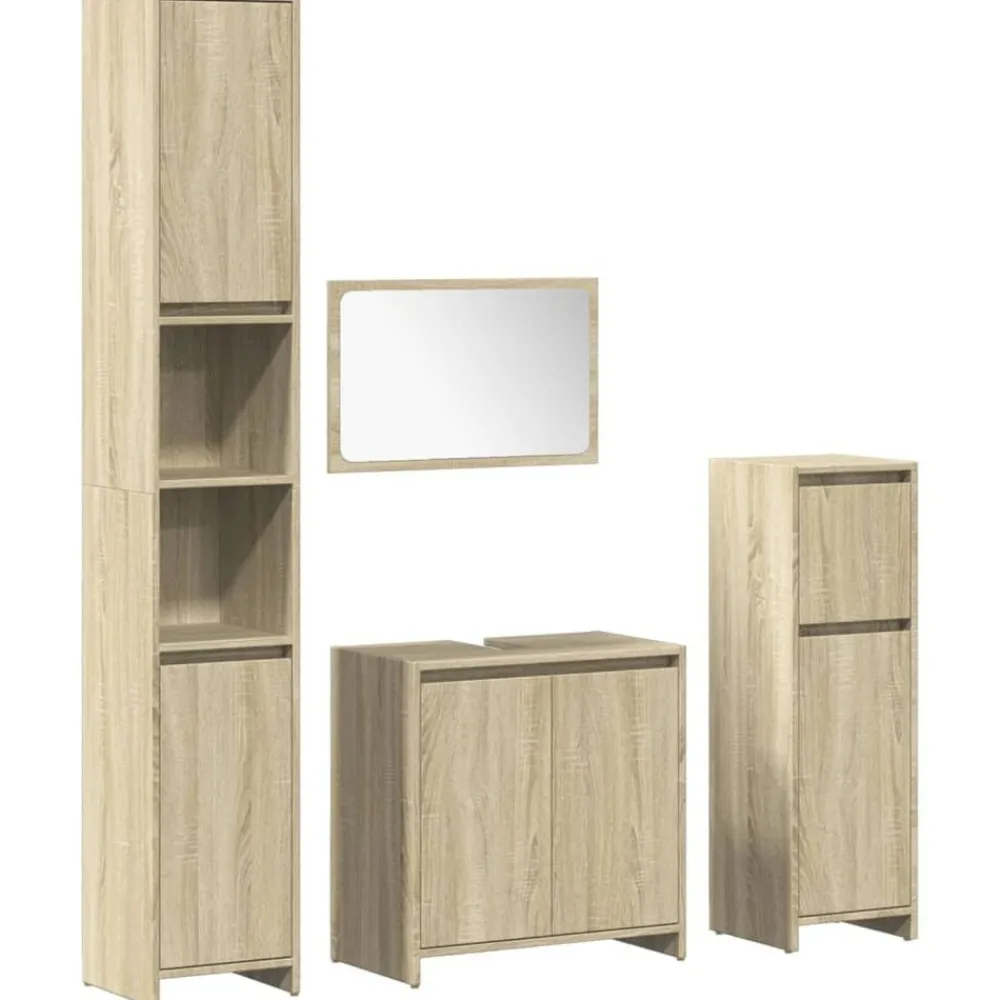 vidaXL Juego de muebles de baño 4 pzas contrachapada Roble Sonoma Sale