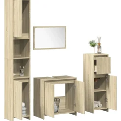 vidaXL Juego de muebles de baño 4 pzas contrachapada Roble Sonoma Sale