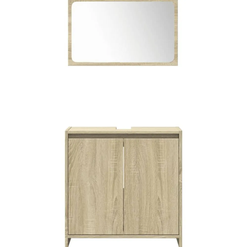 vidaXL Juego de muebles de baño 4 pzas contrachapada Roble Sonoma Sale