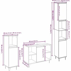 vidaXL Conjuntos De Muebles-Juego de muebles de baño con estante 3 pcs Roble artesanal