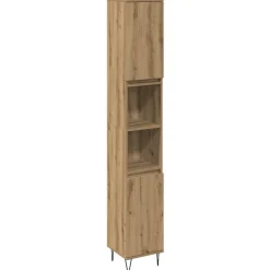 vidaXL Conjuntos De Muebles-Juego de muebles de baño con estante 3 pcs Roble artesanal