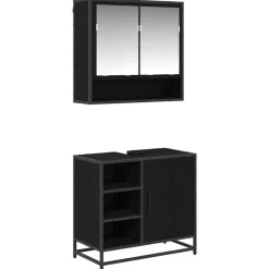 vidaXL Juego de muebles de baño 2 pcs Madera de ingeniería Roble negro Discount