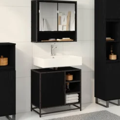 vidaXL Juego de muebles de baño 2 pcs Madera de ingeniería Roble negro Discount
