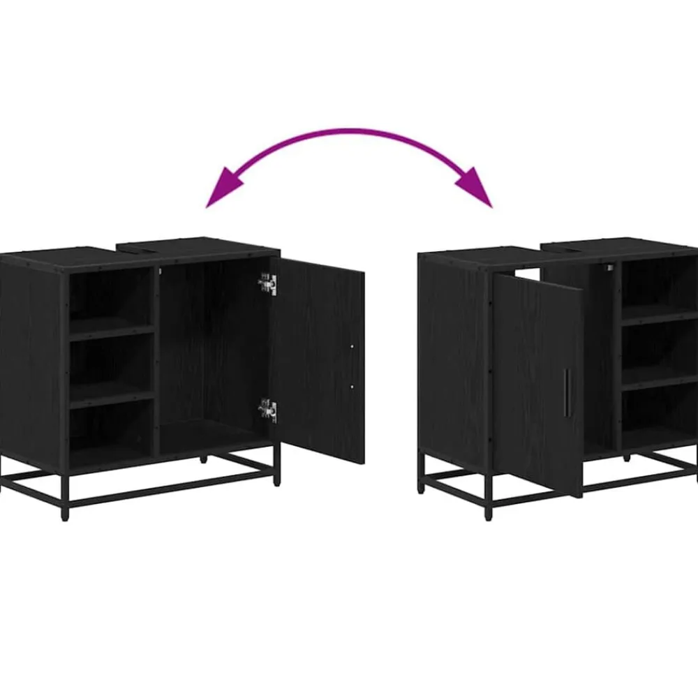 vidaXL Juego de muebles de baño 2 pcs Madera de ingeniería Roble negro Discount
