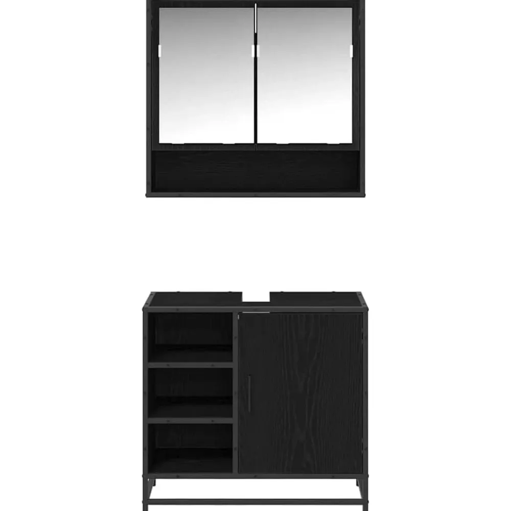 vidaXL Juego de muebles de baño 2 pcs Madera de ingeniería Roble negro Discount