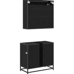 vidaXL Juego de muebles de baño 2 pcs Madera de ingeniería Roble negro Discount