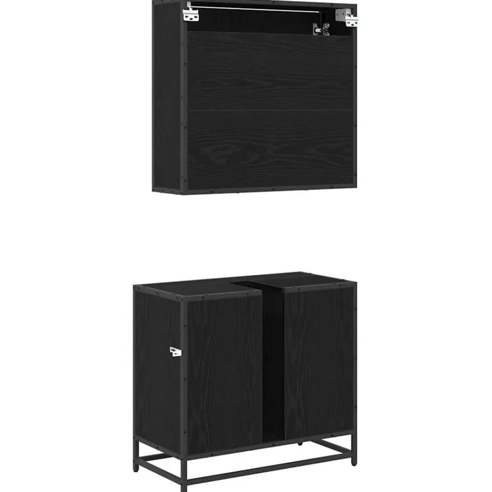 vidaXL Juego de muebles de baño 2 pcs Madera de ingeniería Roble negro Discount