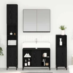vidaXL Juego de muebles de baño 3 pcs Madera contrachapada Roble negro Hot