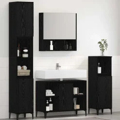 vidaXL Juego de muebles de baño 3 pcs Madera contrachapada Roble negro Hot