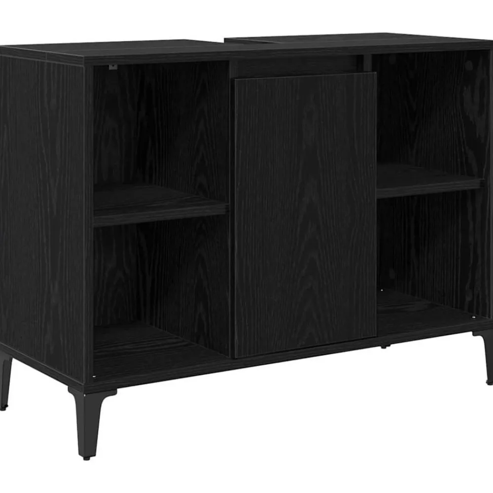 vidaXL Juego de muebles de baño 3 pcs Madera contrachapada Roble negro Hot