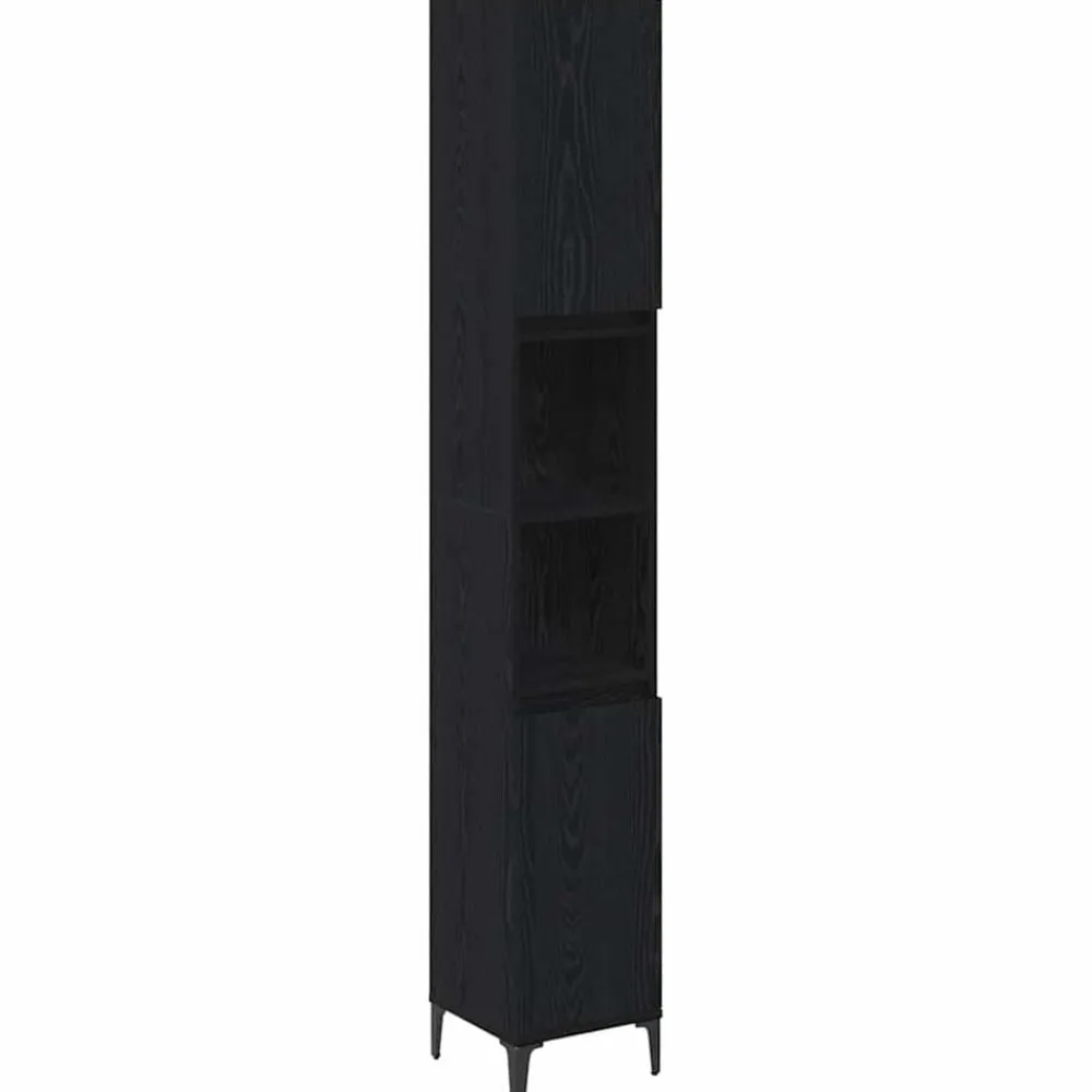 vidaXL Juego de muebles de baño 3 pcs Madera contrachapada Roble negro Hot