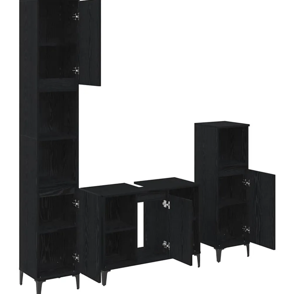 vidaXL Juego de muebles de baño 3 pcs Madera contrachapada Roble negro Hot