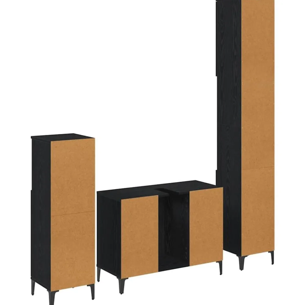 vidaXL Juego de muebles de baño 3 pcs Madera contrachapada Roble negro Hot