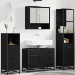 vidaXL Conjuntos De Muebles-Juego de muebles de baño 4 pcs Madera de ingeniería