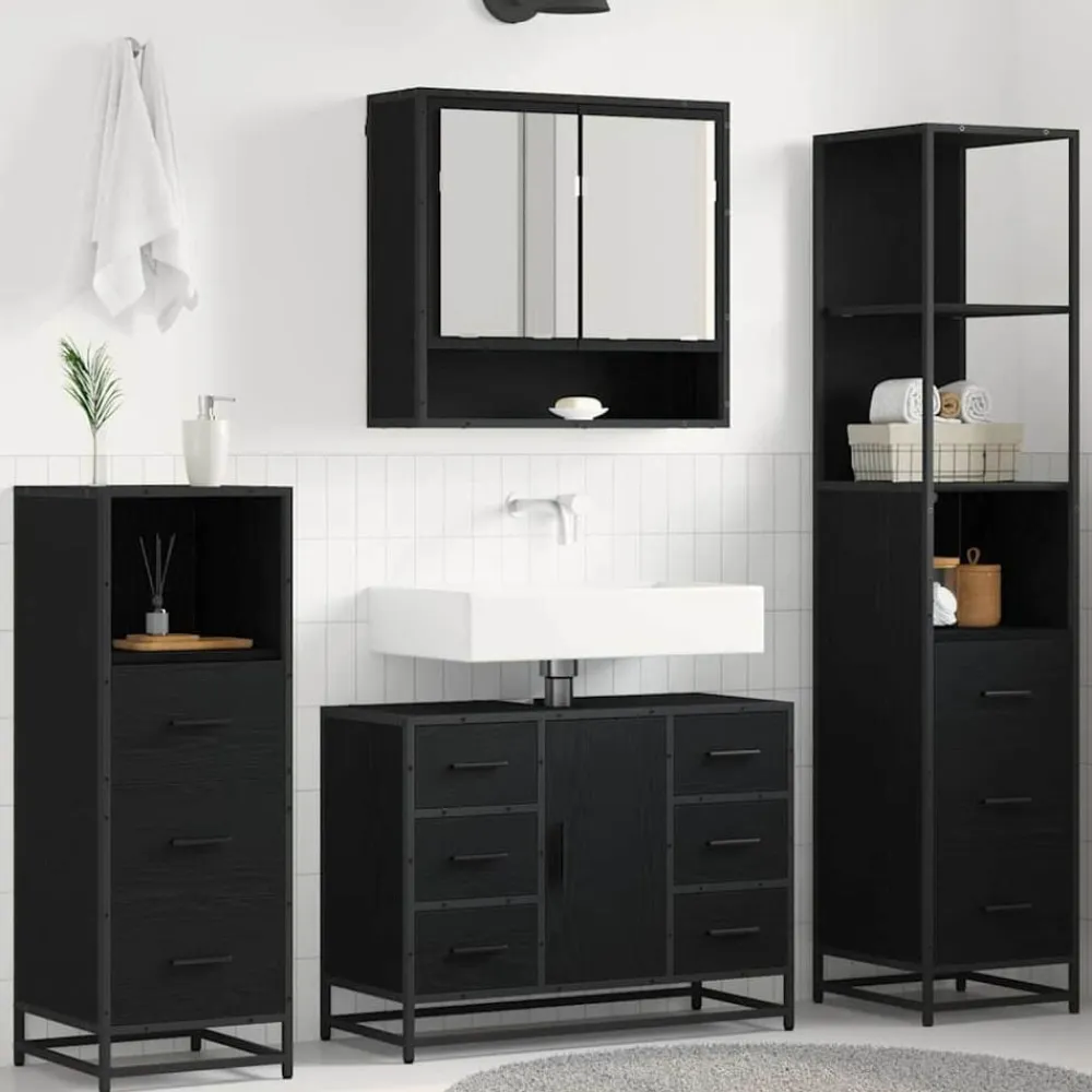 vidaXL Conjuntos De Muebles-Juego de muebles de baño 4 pcs Madera de ingeniería